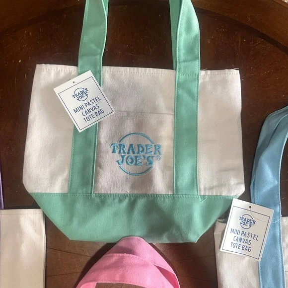 Mini Pastel Canvas Tote Bag - Trader Joe’s pastel - Picture 4 of 7